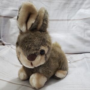 Vintage Bunny Rabbit Plush America Wego Croching Brown Tan Realistic 7 Inch